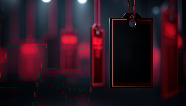 Glowing string lights illuminate dark empty backdrop space generated by AI photo