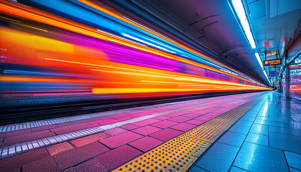 Blur motion of cars in illuminated city night generated by AI photo