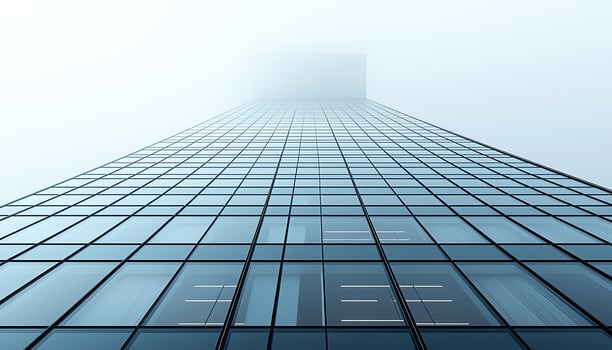 Modern skyscraper facade reflects success in corporate business growth generated by AI photo