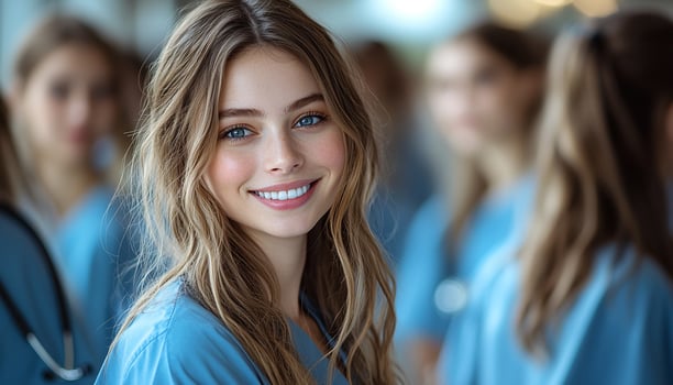 Smiling caucasian doctor with stethoscope, looking at camera generated by AI photo