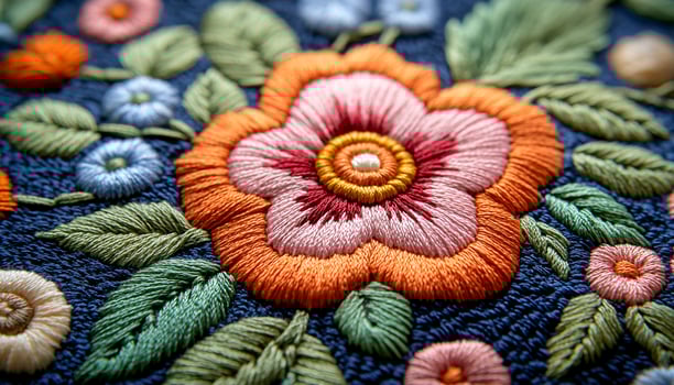 Woven rug with vibrant colors and floral pattern generated by AI photo