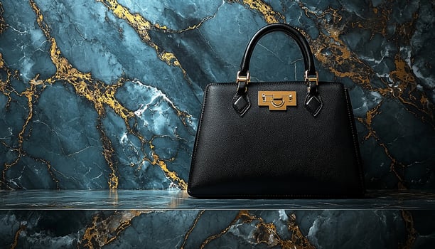 Fashionable men and women carry luxury leather bags generated by AI photo