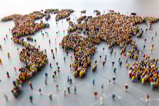 Global Community Diverse Populations and Cultural Connections Across the World Map photo