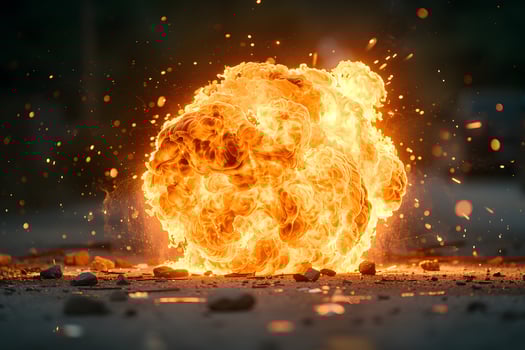 Fiery Explosion in Dramatic Outdoor Scene - Perfect for Action and Adventure Themes photo