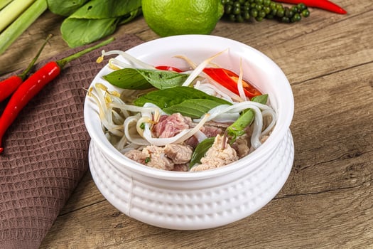Vietnamese Pho Bo soup with beef photo