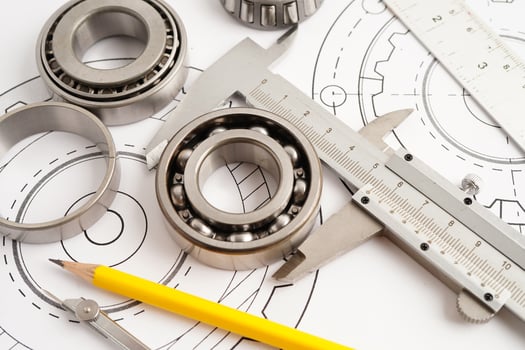 Engineering and precision tools with metal ball bering, mechanical industrial. photo