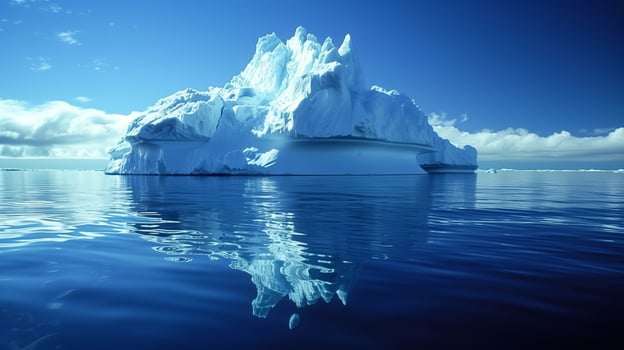 Iceberg mountain underwater floating in ocean. photo