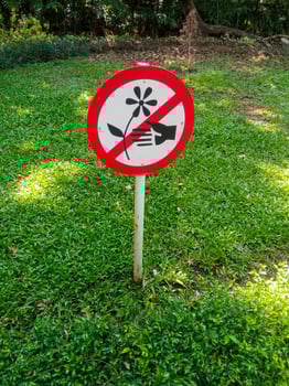 signs do not pick flowers in the garden photo