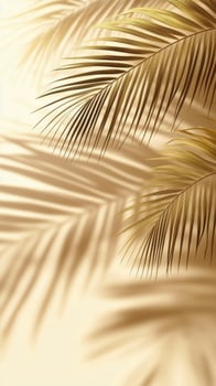 Elegant palm leaves casting intricate shadows on a light beige background during daylight photo