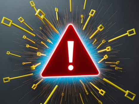 A red warning sign with yellow and red lights photo