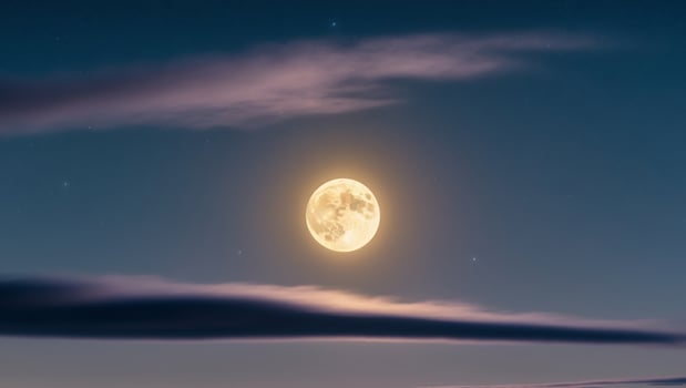 Full moon in the sky over the ocean photo