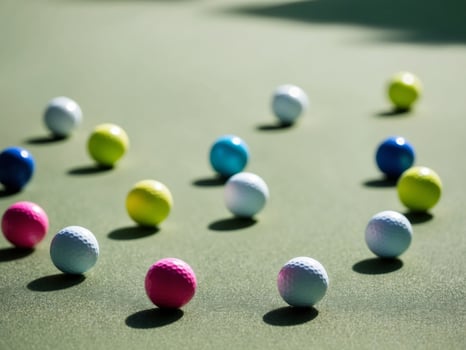 Golf balls on the green photo