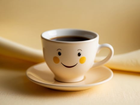 A cup of coffee with a smiley face on it photo