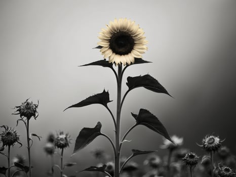 Black and white photograph of a sunflower photo