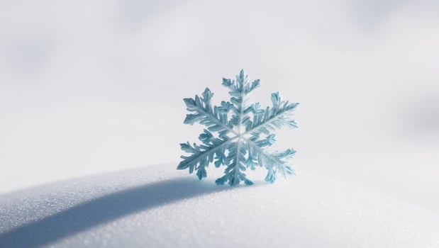 A snowflake is shown on top of a white surface photo