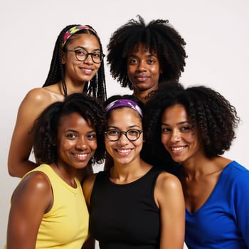 Vibrant digital portrait featuring diverse African American group with varied hairstyles glassesheadbands photo