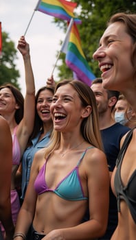 Pride Month celebration Support for LGBTQ community with equality symbols during Gay Pride Month photo