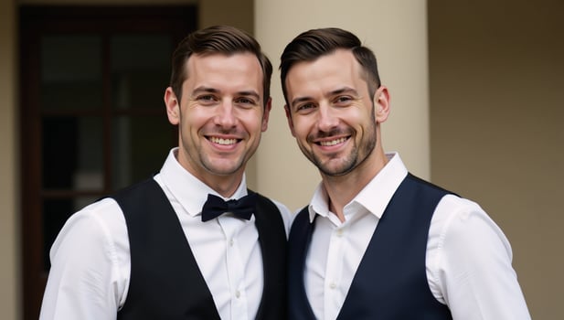 Image depicting two happy gay men together photo