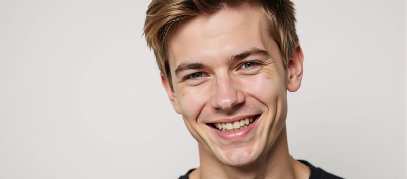 Closeup portrait of a flamboyant blonde man with plump lips photo
