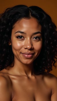 Digital illustration showcasing a serene African American woman with striking features photo