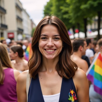 Portrait of a proud participant at Gay Pride Parade photo