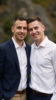 Image depicting two happy gay men together photo