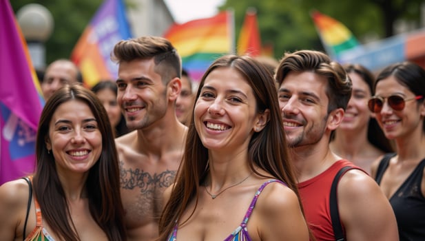 Pride Month celebration Support for LGBTQ community with equality symbols during Gay Pride Month photo