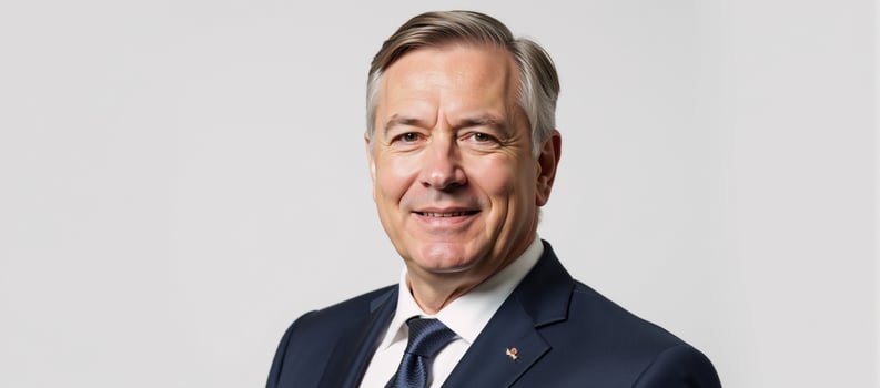 A confident senior AfricanAmerican businessman poses professionally in white background with suit and tie photo