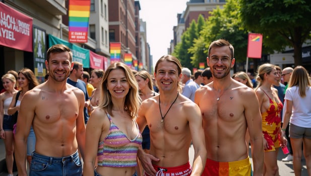 A depiction of the LGBT community celebrating Gay Pride Day photo