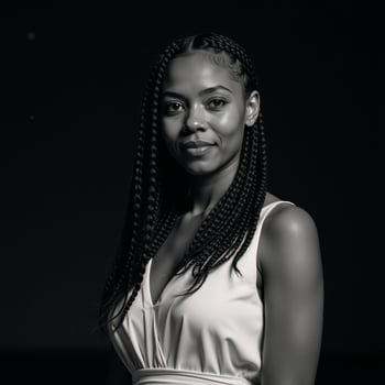 AfricanAmerican woman depicted against a backdrop of a starlit sky photo
