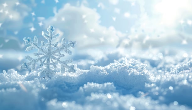 A Single Snowflake in a Field of Sparkling Snow photo