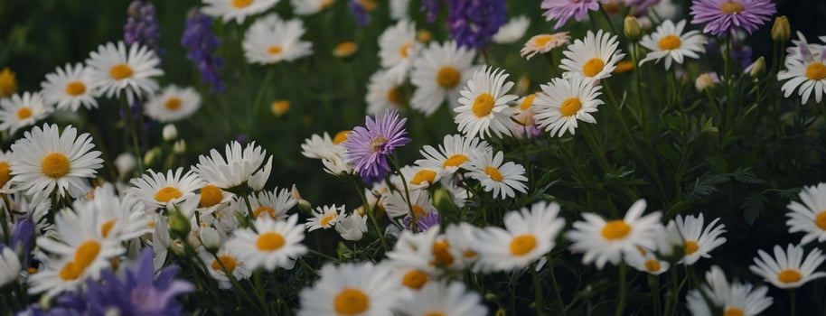 Daisies and wildflowers in the garden photo