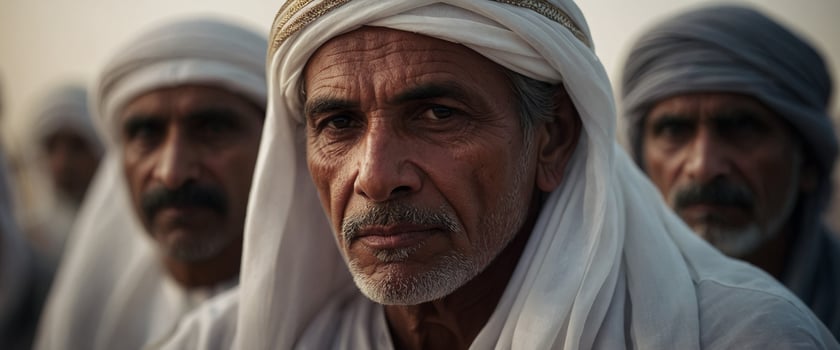 A group of men in white turbans photo
