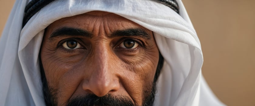 An arab man with a white head scarf photo