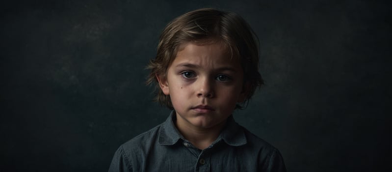A young boy is looking at the camera photo