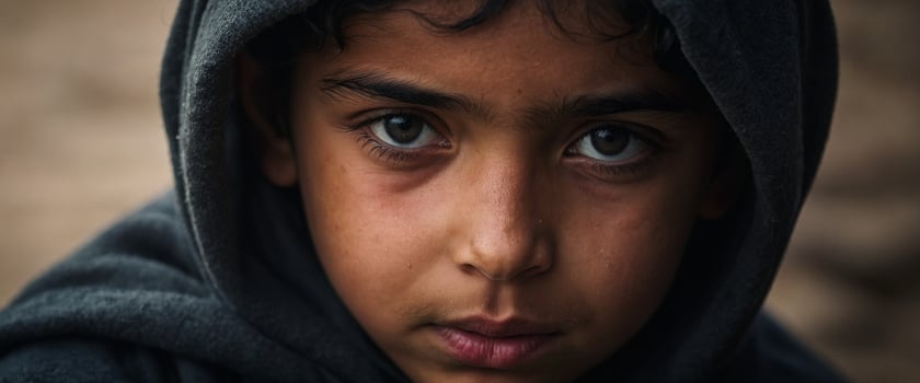 A young boy in a hoodie looking at the camera photo