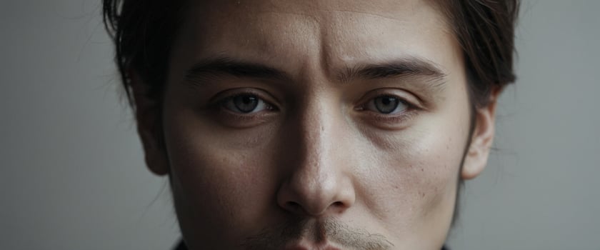 A close up of a man with a serious look on his face photo
