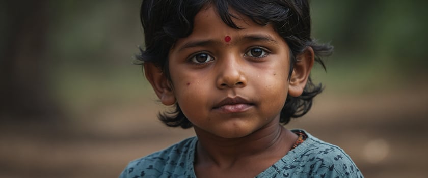 A young indian girl with dark hair and eyes looking at the camera photo