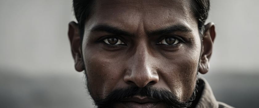 A close up of a man with a mustache photo