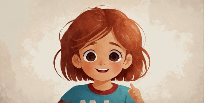 A cartoon girl with big eyes and a smile photo