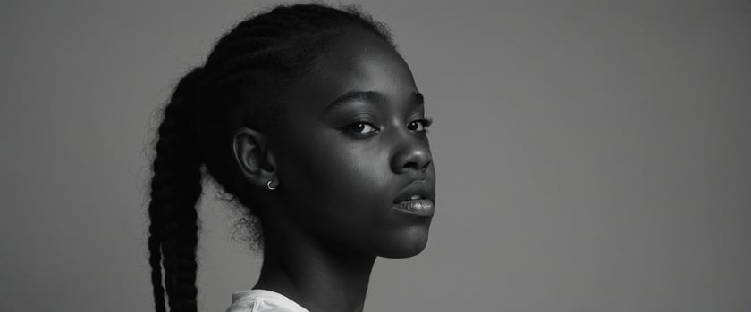 A black woman with braids in her hair photo
