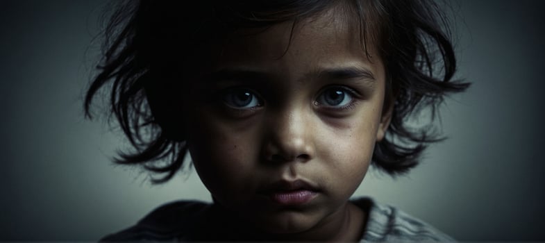 A young child with blue eyes looking at the camera photo