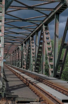A train on a bridge photo