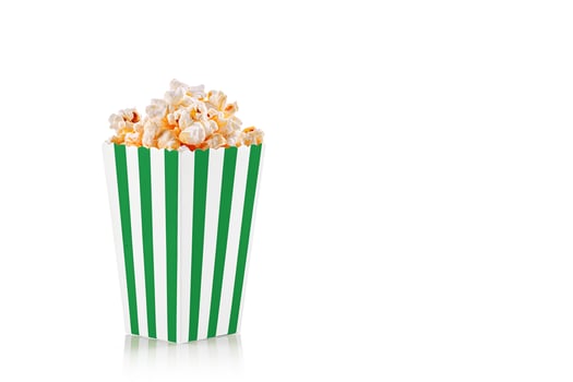 cardboard glass green with popcorn on a white transparent background photo