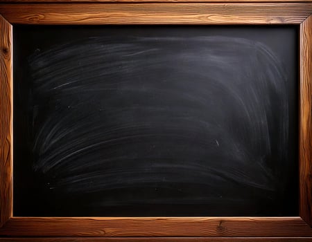 Blackboard background with wooden frame and empty space for text photo