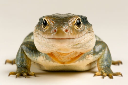 Gidgee Skink known for its distinctive spiky scales is isolated against a soft white background showing its unique features in detail. photo