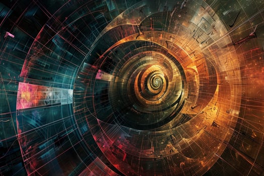 A spiral of colors and shapes that looks like a tunnel photo