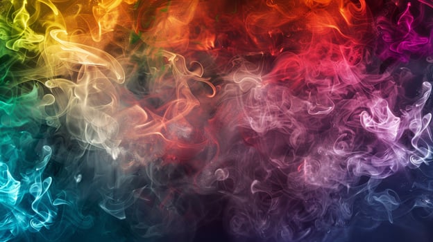 Colorful smoke on a black background photo