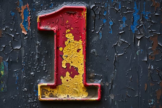 The number one painted on a wooden wall photo
