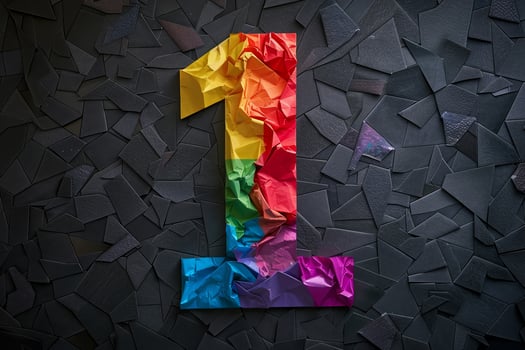 A colorful number 1 made out of paper photo